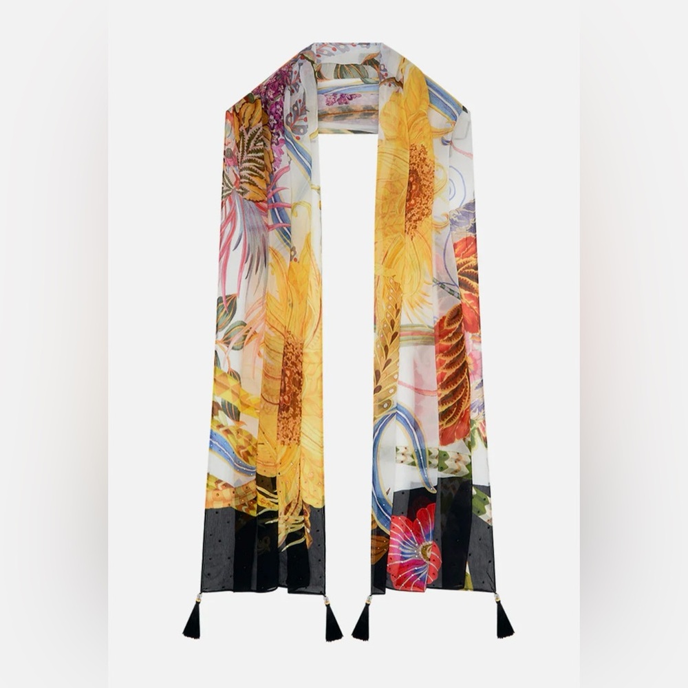 CAMILLA *Sunflowers on My Mind* long silk scarf shawl headwrap belt top